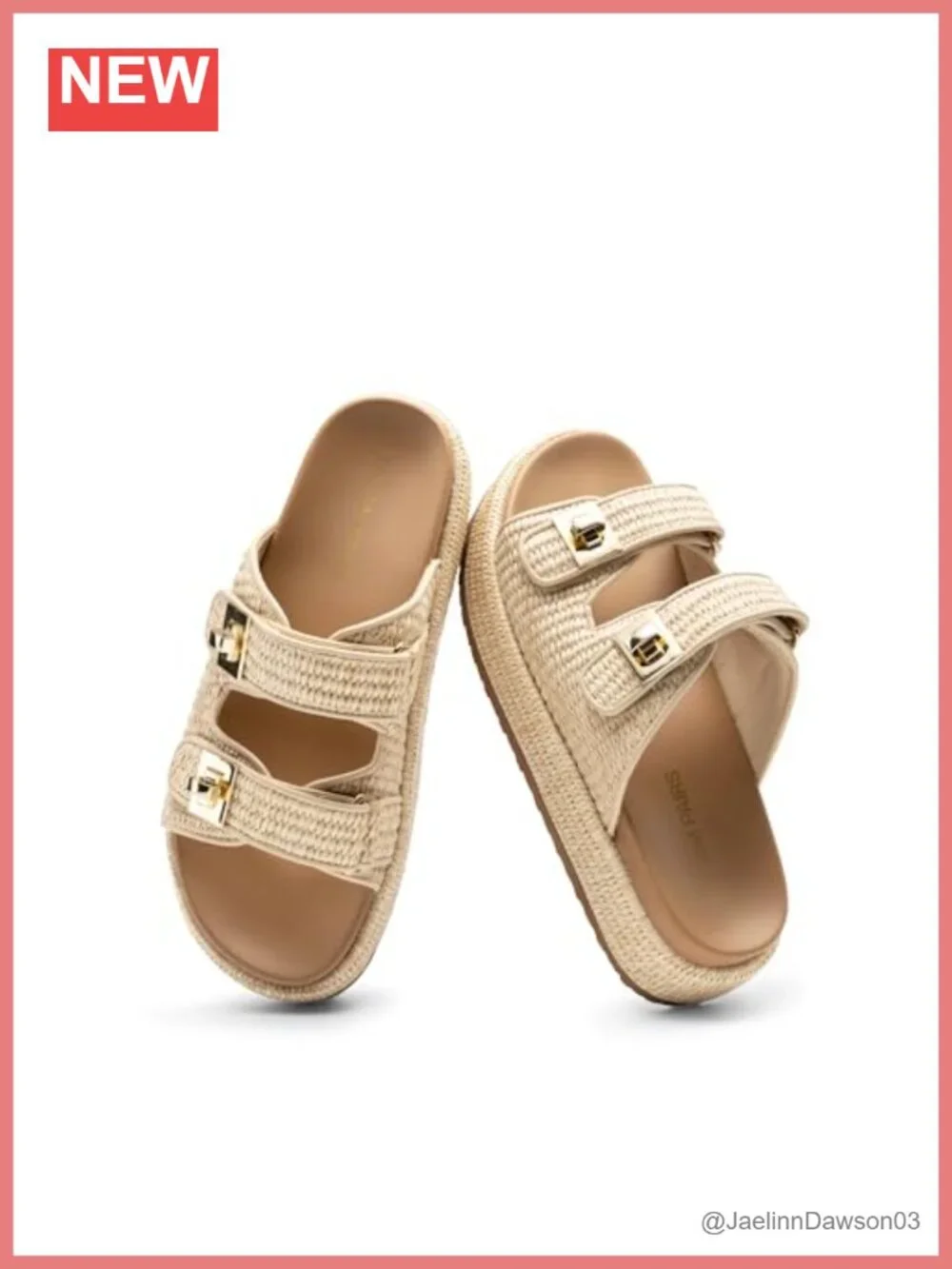 Raffia Platform Wedge Sandals with Buckle Strap